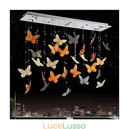 Lampada a sospensione a forma di farfalla in cristallo Lampada a sospensione a forma di farfalla in cristallo