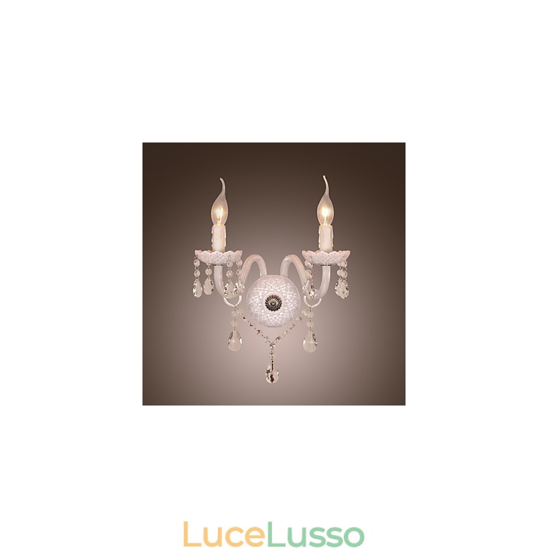 Applique in cristallo con 2 luci a candela
