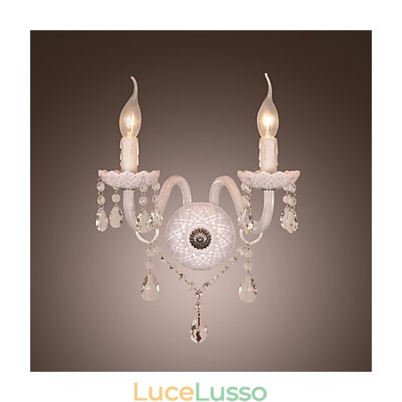 Applique in cristallo con 2 luci a candela Applique in cristallo con 2 luci a candela