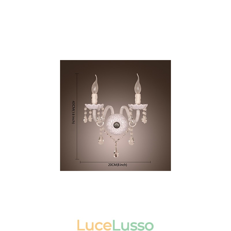 Applique in cristallo con 2 luci a candela