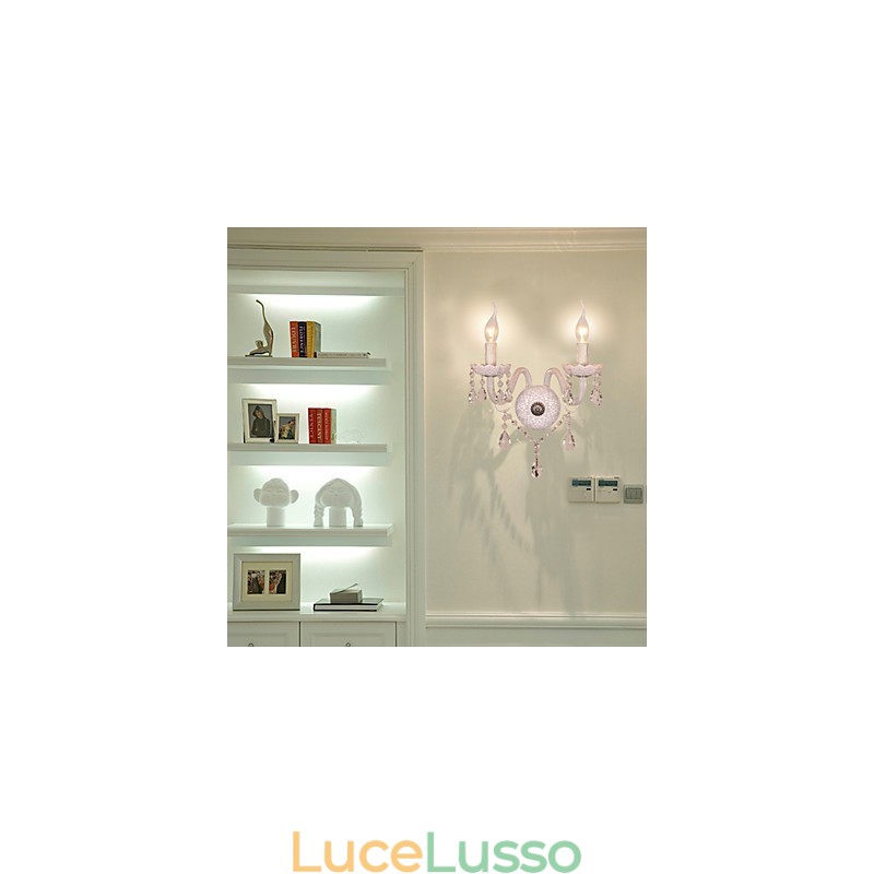 Applique in cristallo con 2 luci a candela