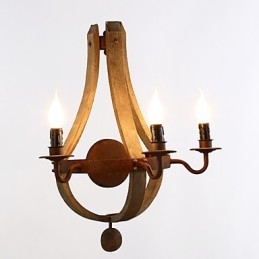 Mini applique da parete in stile rustico Lodge Wood Bamboo