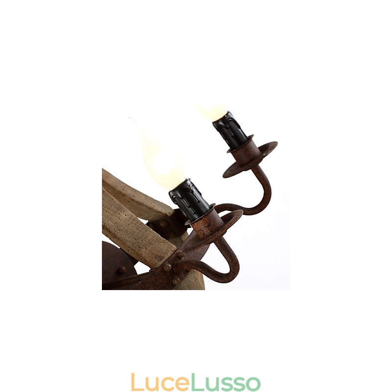 Mini applique da parete in stile rustico Lodge Wood Bamboo