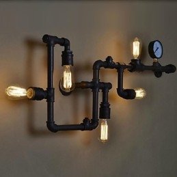 Applique da parete 5 luci tubo dell'acqua ferro mini stile stile industriale paese metallo