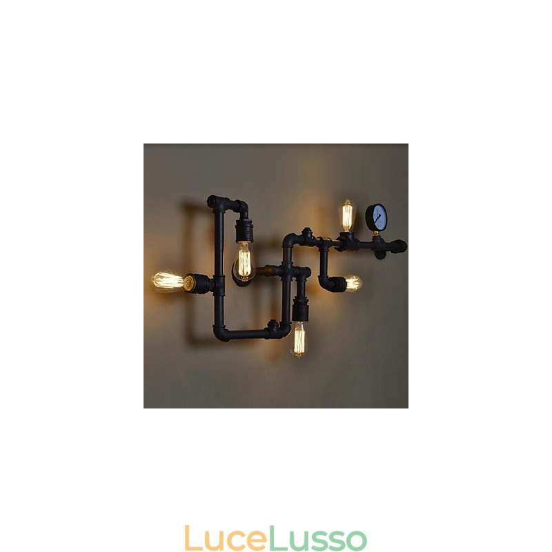 Applique da parete 5 luci tubo dell'acqua ferro mini stile stile industriale paese metallo