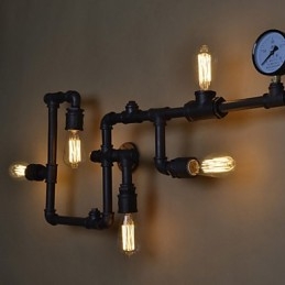 Applique da parete 5 luci tubo dell'acqua ferro mini stile stile industriale paese metallo