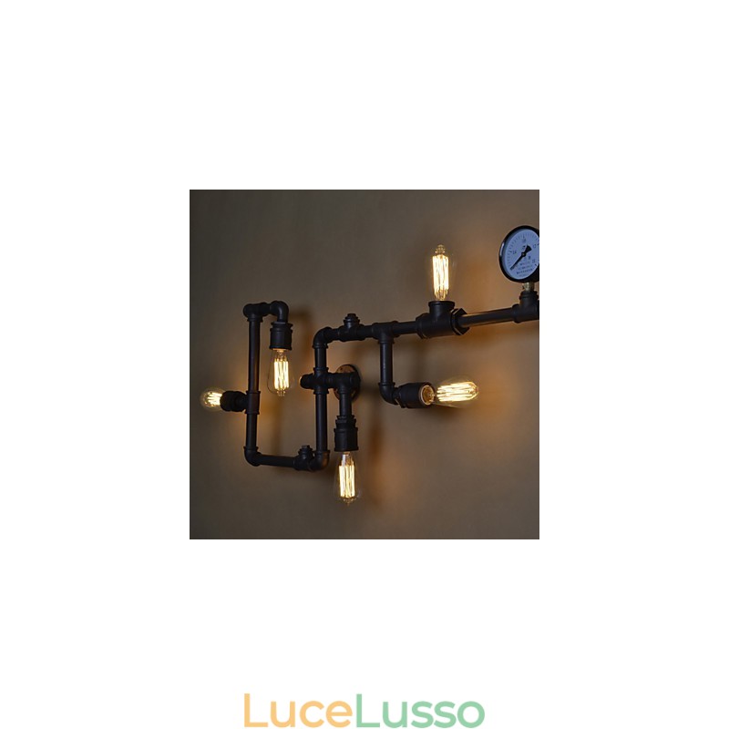 Applique da parete 5 luci tubo dell'acqua ferro mini stile stile industriale paese metallo