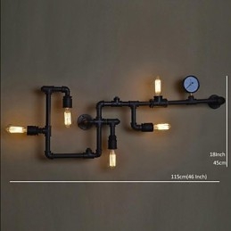 Applique da parete 5 luci tubo dell'acqua ferro mini stile stile industriale paese metallo