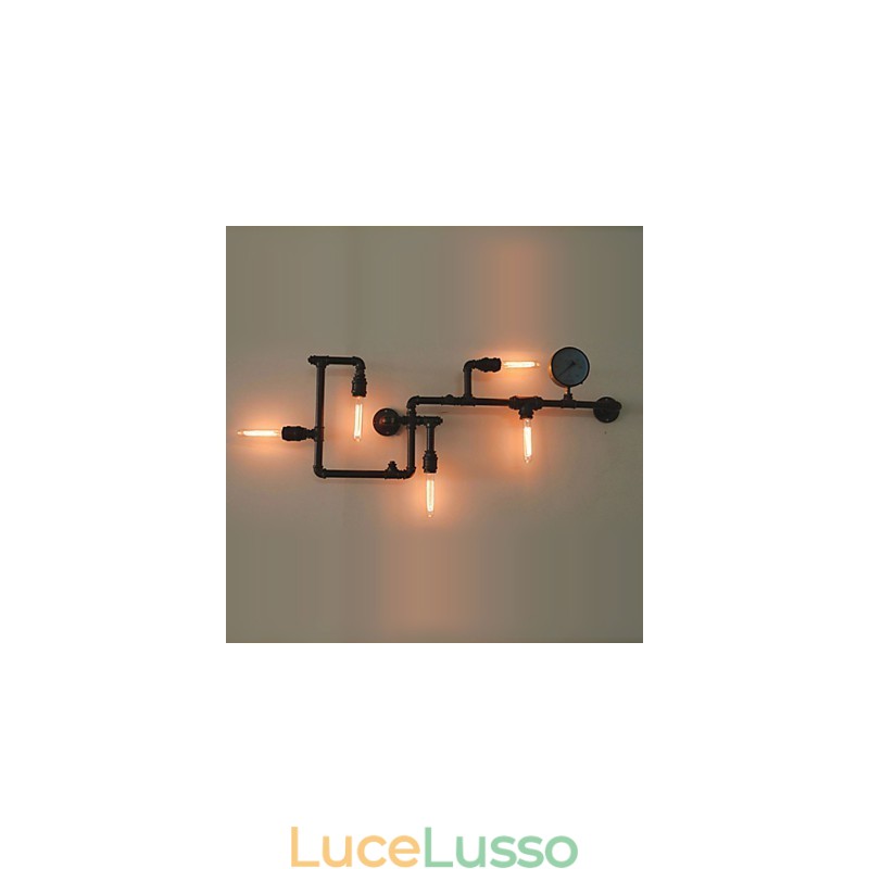 Applique da parete 5 luci tubo dell'acqua ferro mini stile stile industriale paese metallo