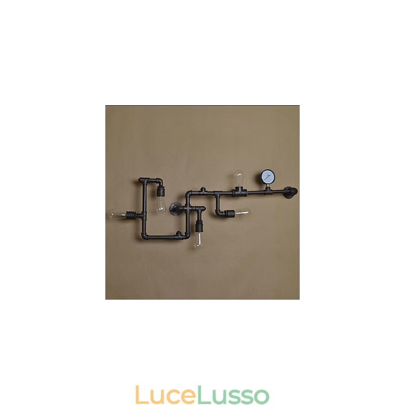 Applique da parete 5 luci tubo dell'acqua ferro mini stile stile industriale paese metallo