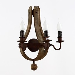 Lampada da parete in legno rustico americano vintage a forma di botte di vino, lampada da soggiorno e camera da letto