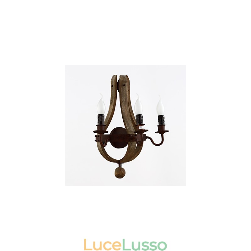 Lampada da parete in legno rustico americano vintage a forma di botte di vino, lampada da soggiorno e camera da letto
