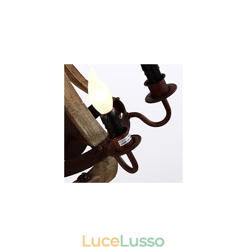 Lampada da parete in legno rustico americano vintage a forma di botte di vino, lampada da soggiorno e camera da letto