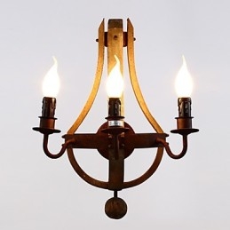Lampada da parete in legno rustico americano vintage a forma di botte di vino, lampada da soggiorno e camera da letto