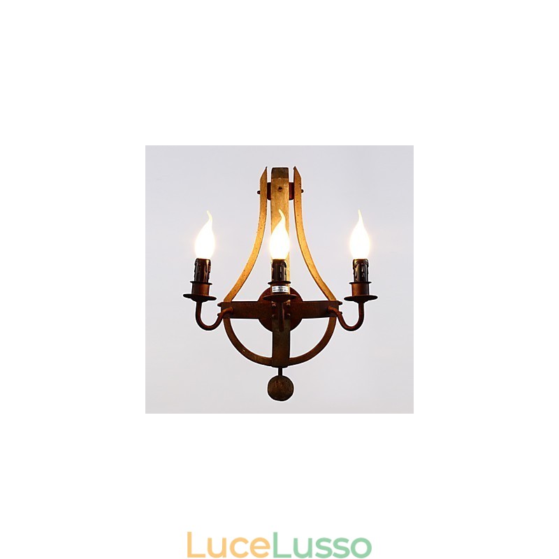 Lampada da parete in legno rustico americano vintage a forma di botte di vino, lampada da soggiorno e camera da letto