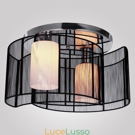 Plafoniera Design Moderno 2 Luci Nero Plafoniera Design Moderno 2 Luci Nero