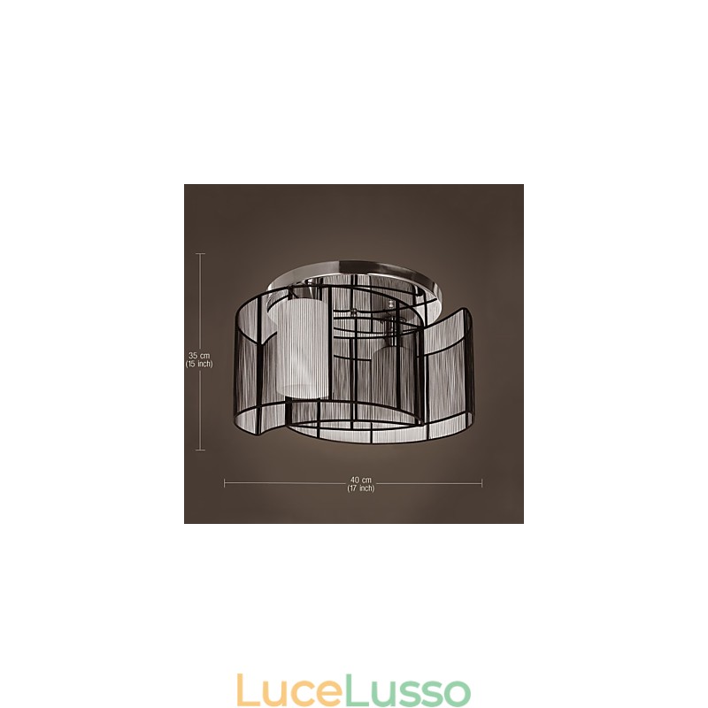 Plafoniera Design Moderno 2 Luci Nero