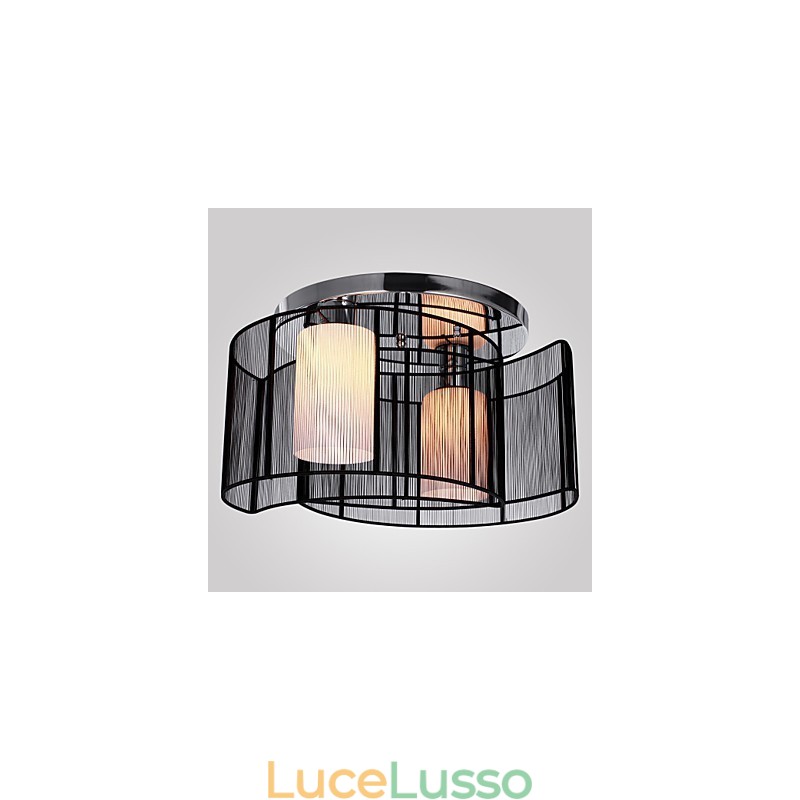 Plafoniera Design Moderno 2 Luci Nero