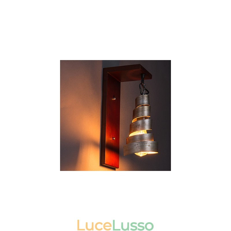 Applique da parete in legno antico 1 luce