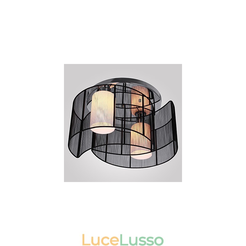 Plafoniera Design Moderno 2 Luci Nero