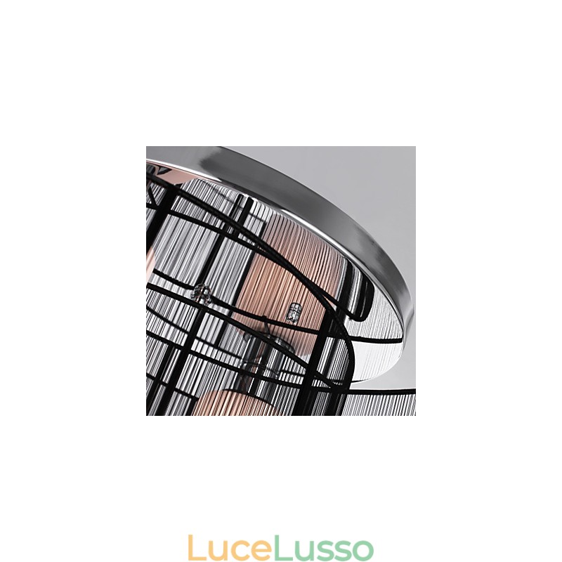Plafoniera Design Moderno 2 Luci Nero