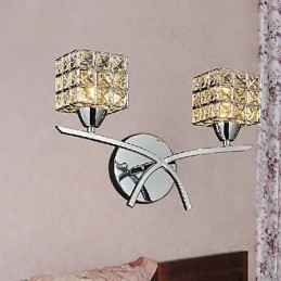 Moderna applique da parete in cristallo a 2 luci