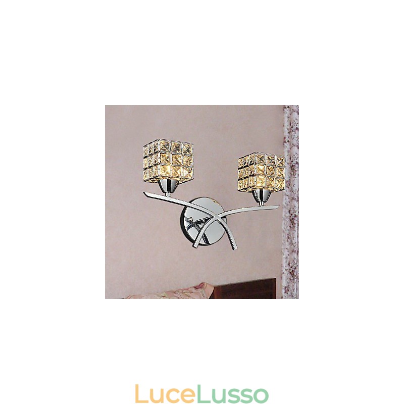 Moderna applique da parete in cristallo a 2 luci