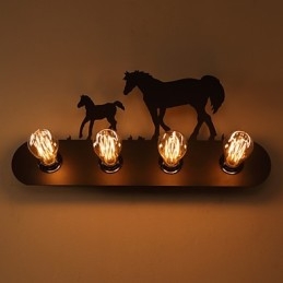 Lampade da parete in stile americano pastorale LOFT per camera da letto, corridoio, ferro, retrò, cavallo selvaggio, spedizione gratuita