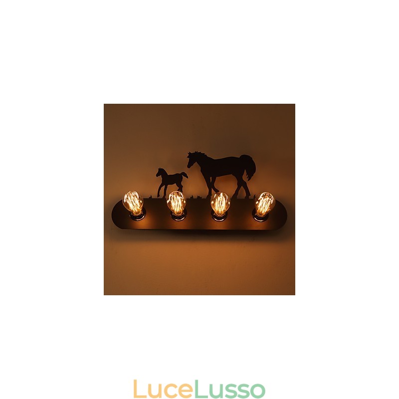 Lampade da parete in stile americano pastorale LOFT per camera da letto, corridoio, ferro, retrò, cavallo selvaggio, spedizione gratuita