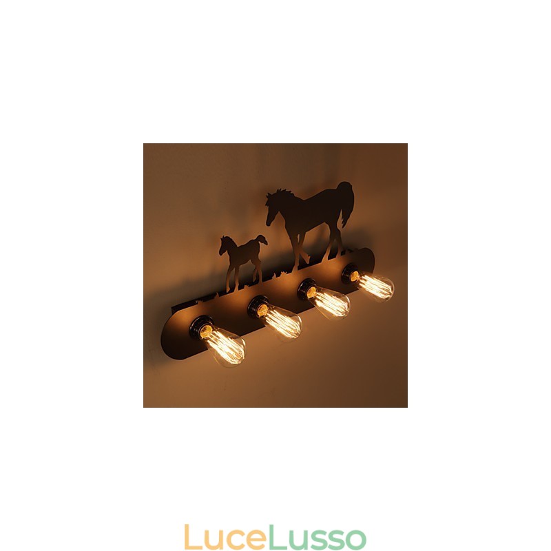 Lampade da parete in stile americano pastorale LOFT per camera da letto, corridoio, ferro, retrò, cavallo selvaggio, spedizione gratuita