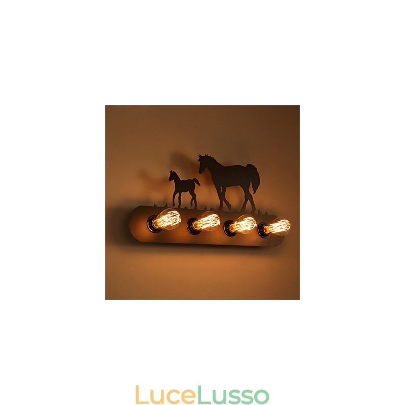 Lampade da parete in stile americano pastorale LOFT per camera da letto, corridoio, ferro, retrò, cavallo selvaggio, spedizione gratuita
