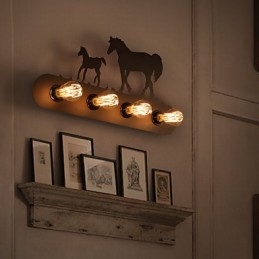 Lampade da parete in stile americano pastorale LOFT per camera da letto, corridoio, ferro, retrò, cavallo selvaggio, spedizione gratuita