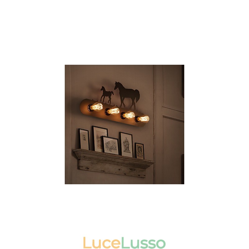 Lampade da parete in stile americano pastorale LOFT per camera da letto, corridoio, ferro, retrò, cavallo selvaggio, spedizione gratuita