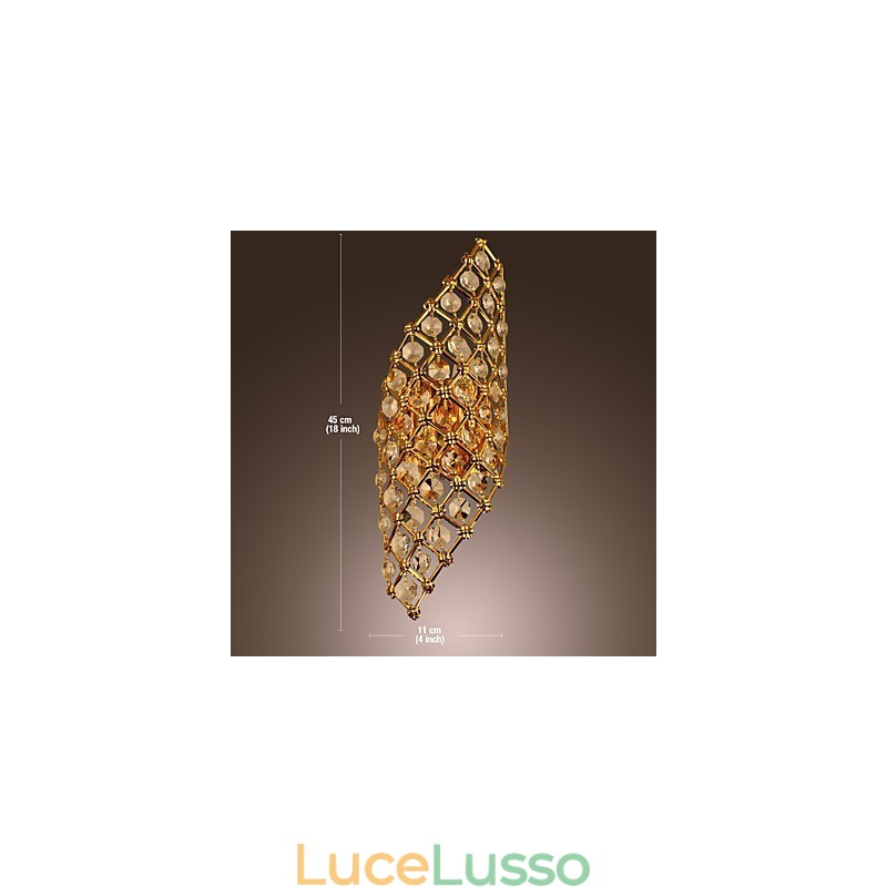 Applique artistica in cristallo con 2 luci