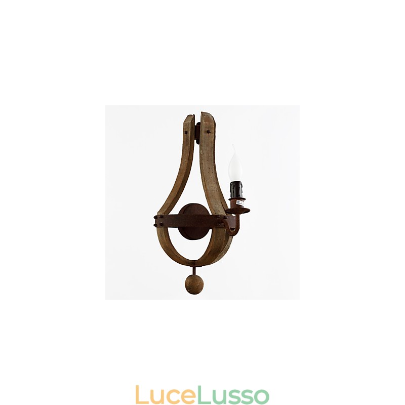 Mini applique da parete in stile rustico Lodge Wood Bamboo