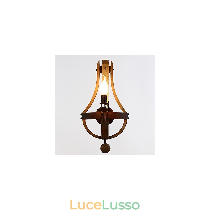 Mini applique da parete in stile rustico Lodge Wood Bamboo