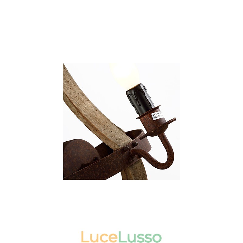 Mini applique da parete in stile rustico Lodge Wood Bamboo