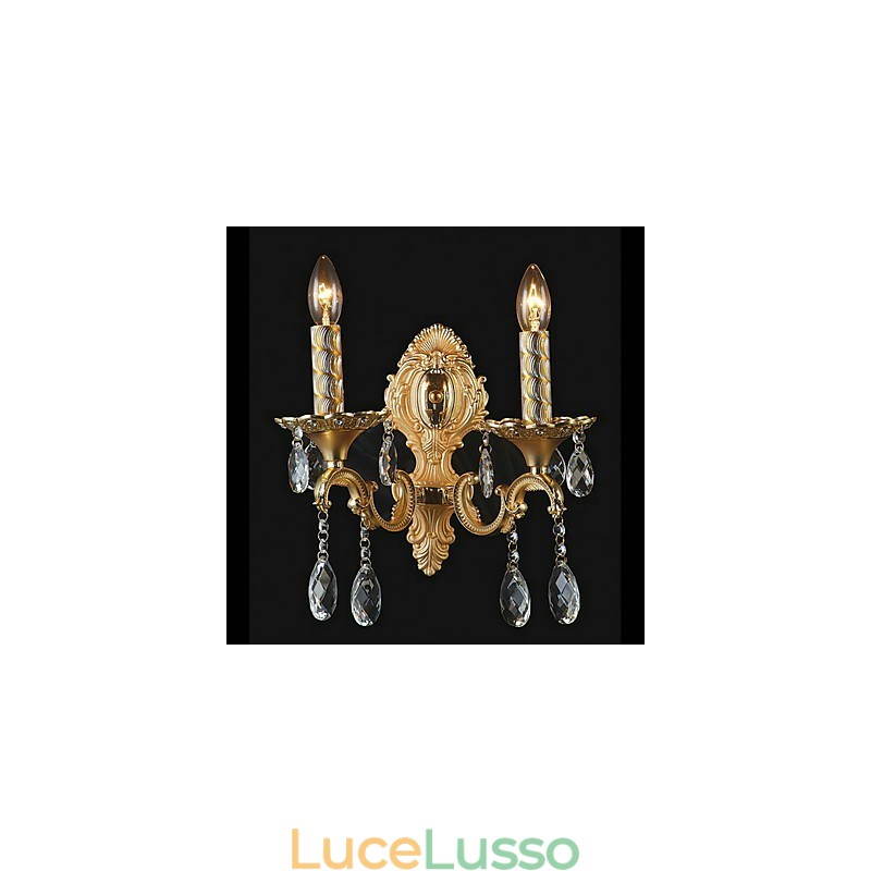 Applique in cristallo dorato con 2 luci