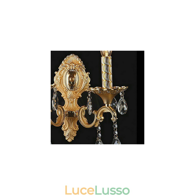Applique in cristallo dorato con 2 luci