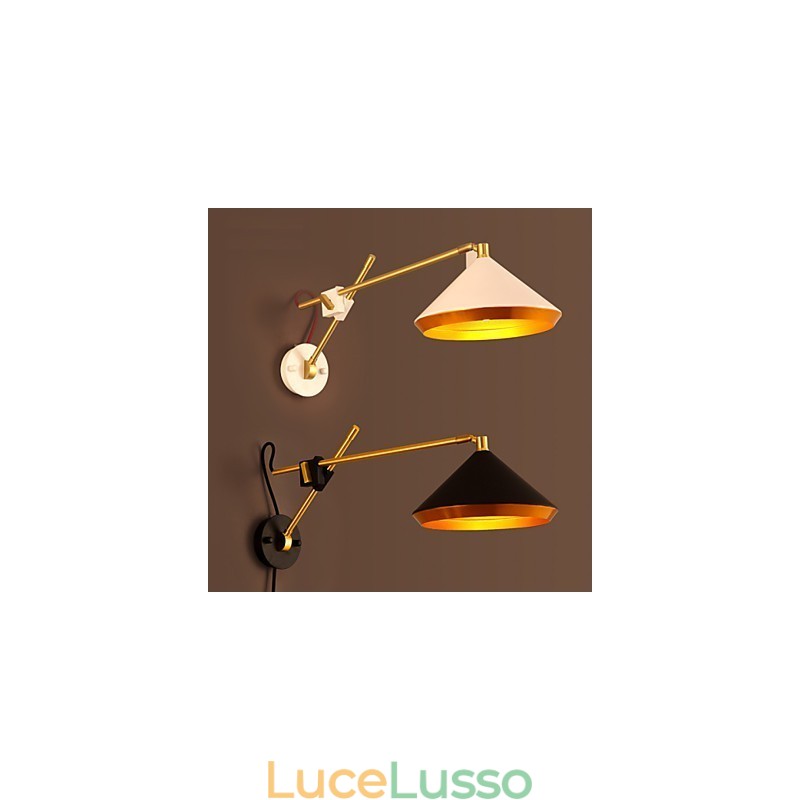Lampada da parete piegata con braccio a bilanciere in ferro battuto, stile rurale, industriale, che ripristina i modi antichi
