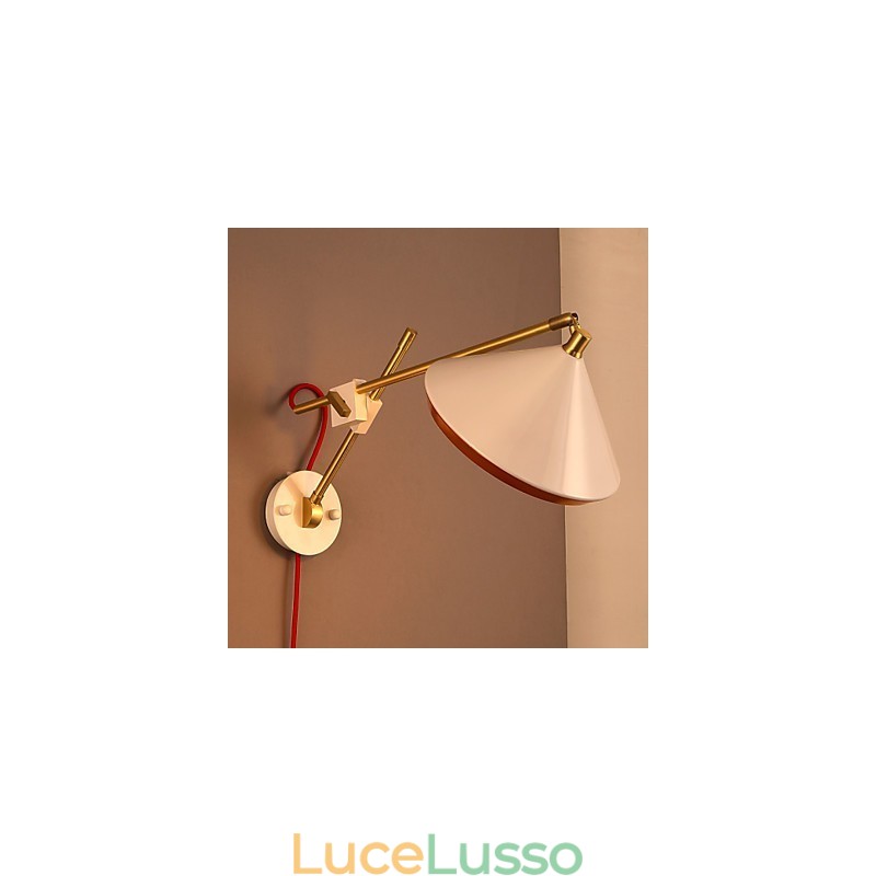 Lampada da parete piegata con braccio a bilanciere in ferro battuto, stile rurale, industriale, che ripristina i modi antichi