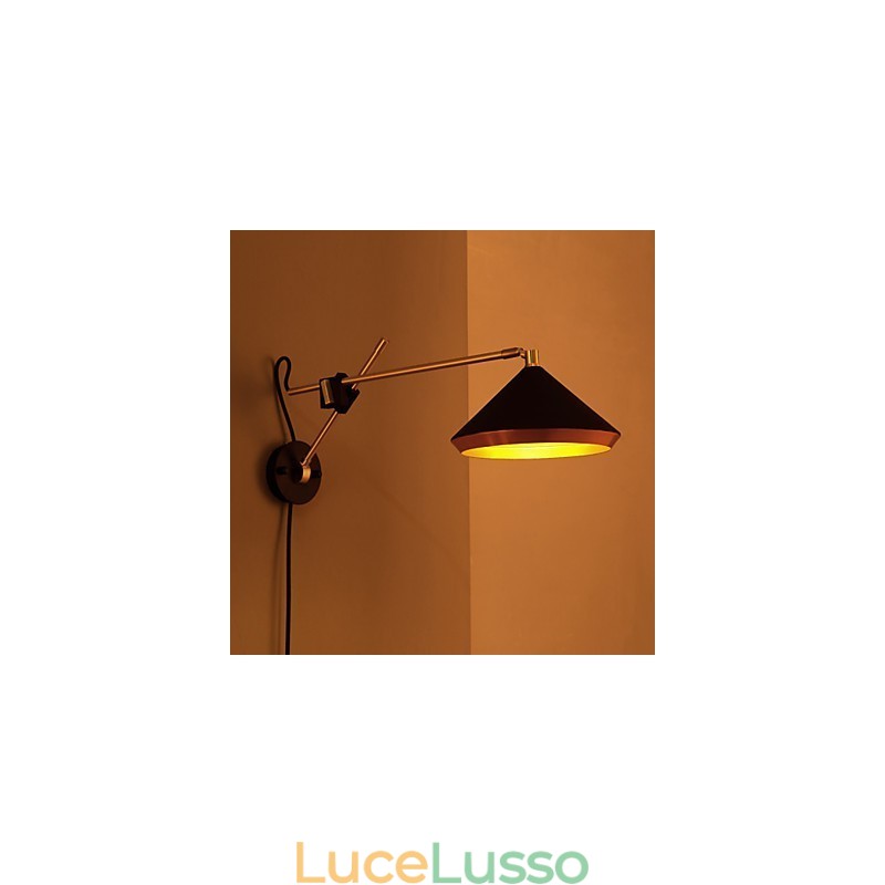 Lampada da parete piegata con braccio a bilanciere in ferro battuto, stile rurale, industriale, che ripristina i modi antichi
