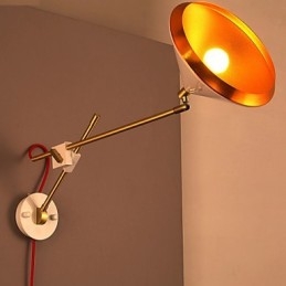 Lampada da parete piegata con braccio a bilanciere in ferro battuto, stile rurale, industriale, che ripristina i modi antichi