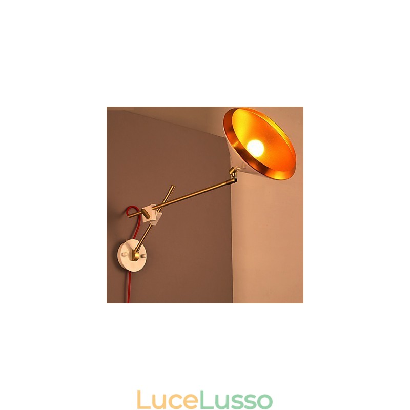 Lampada da parete piegata con braccio a bilanciere in ferro battuto, stile rurale, industriale, che ripristina i modi antichi