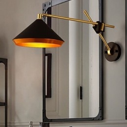 Lampada da parete piegata con braccio a bilanciere in ferro battuto, stile rurale, industriale, che ripristina i modi antichi