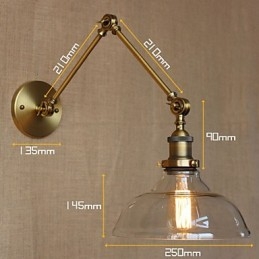 Lampada da parete decorativa moderna in vetro e bronzo stile LOFT