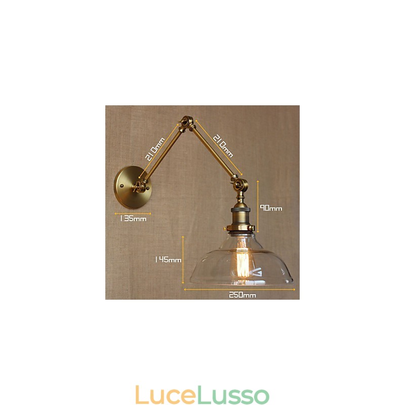 Lampada da parete decorativa moderna in vetro e bronzo stile LOFT