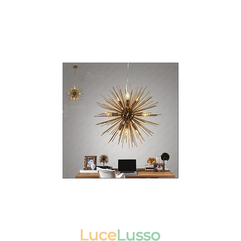 Lampadario creativo in rame imitazione retrò a 10 luci