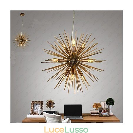 Lampadario creativo in rame imitazione retrò a 10 luci Lampadario creativo in rame imitazione retrò a 10 luci