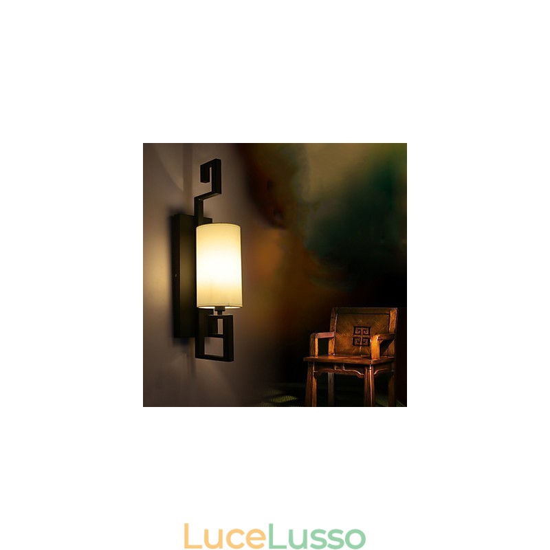 Lampada antica in stile americano moderno per soggiorno, camera da letto, camere d'albergo, lampada da parete in tessuto bianco